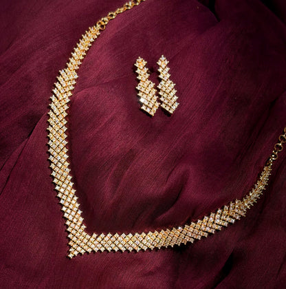 The Nivriti Micro-Plated Chevron Cz Necklace Set