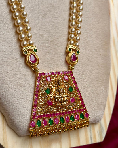 Dual-Strand Swarovski Pearl & Gemstone Pendant Necklace