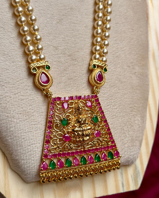 Dual-Strand Swarovski Pearl & Gemstone Pendant Necklace