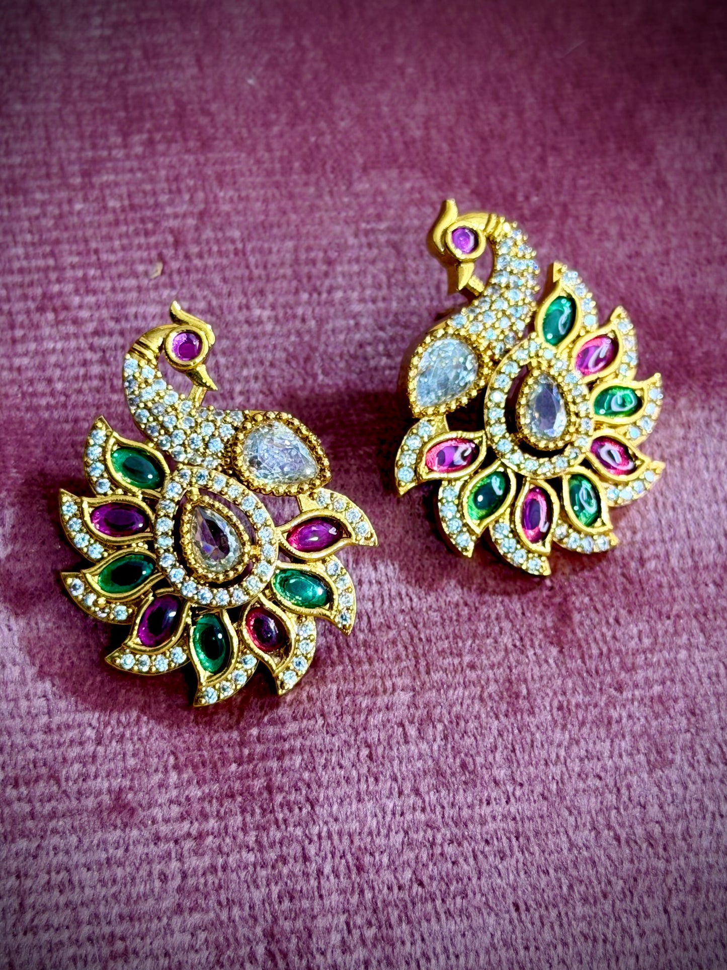 Gorgeous Multi stone Peacock Studs