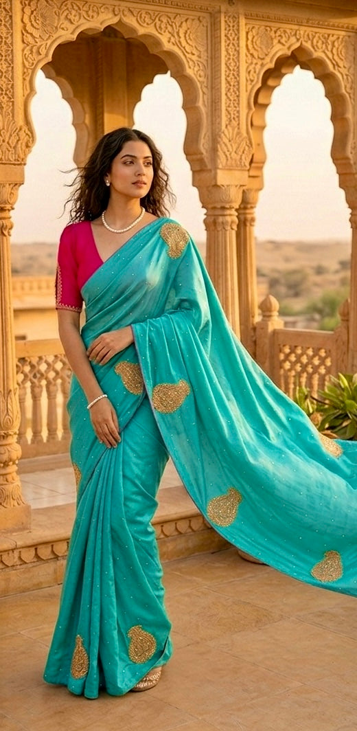 Soft silk saree with sequins