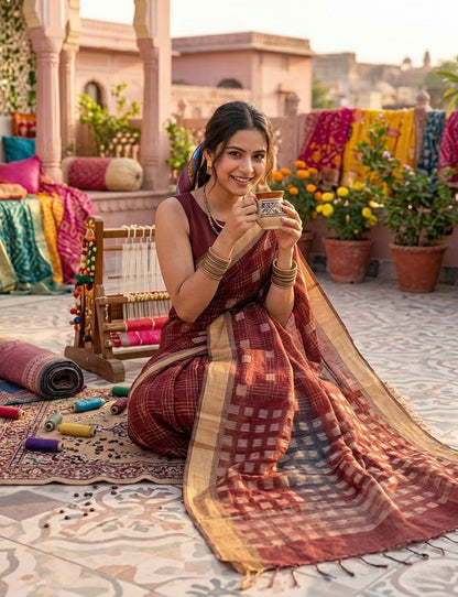 Jute silk with embroidery