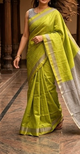 Olive Green Harmony Silk Saree