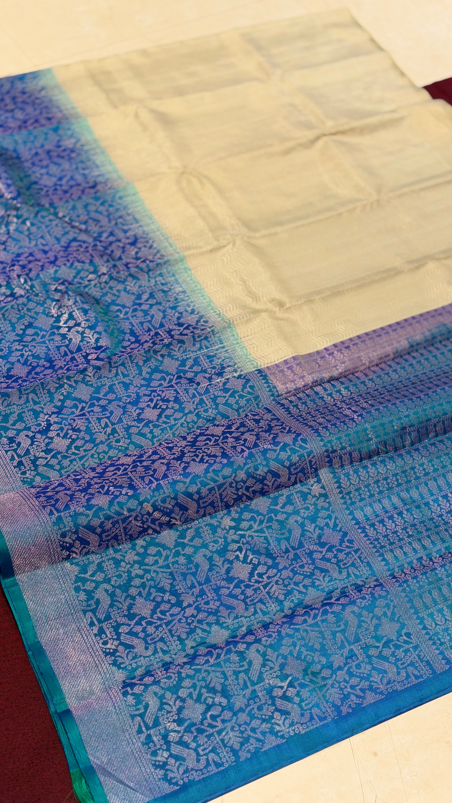 Peacock blue Pure Kanchipuram Silk
