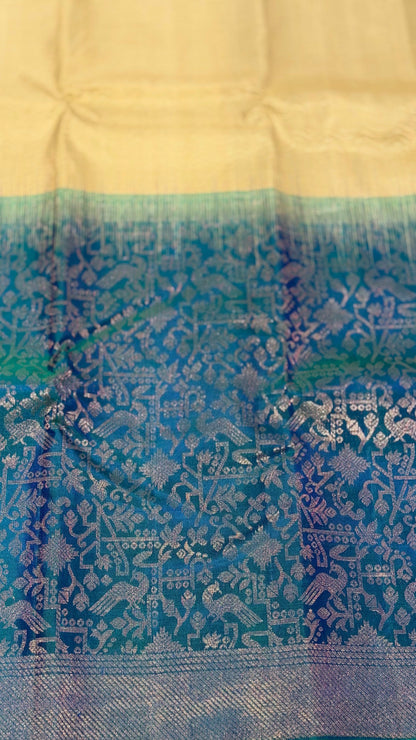 Peacock blue Pure Kanchipuram Silk
