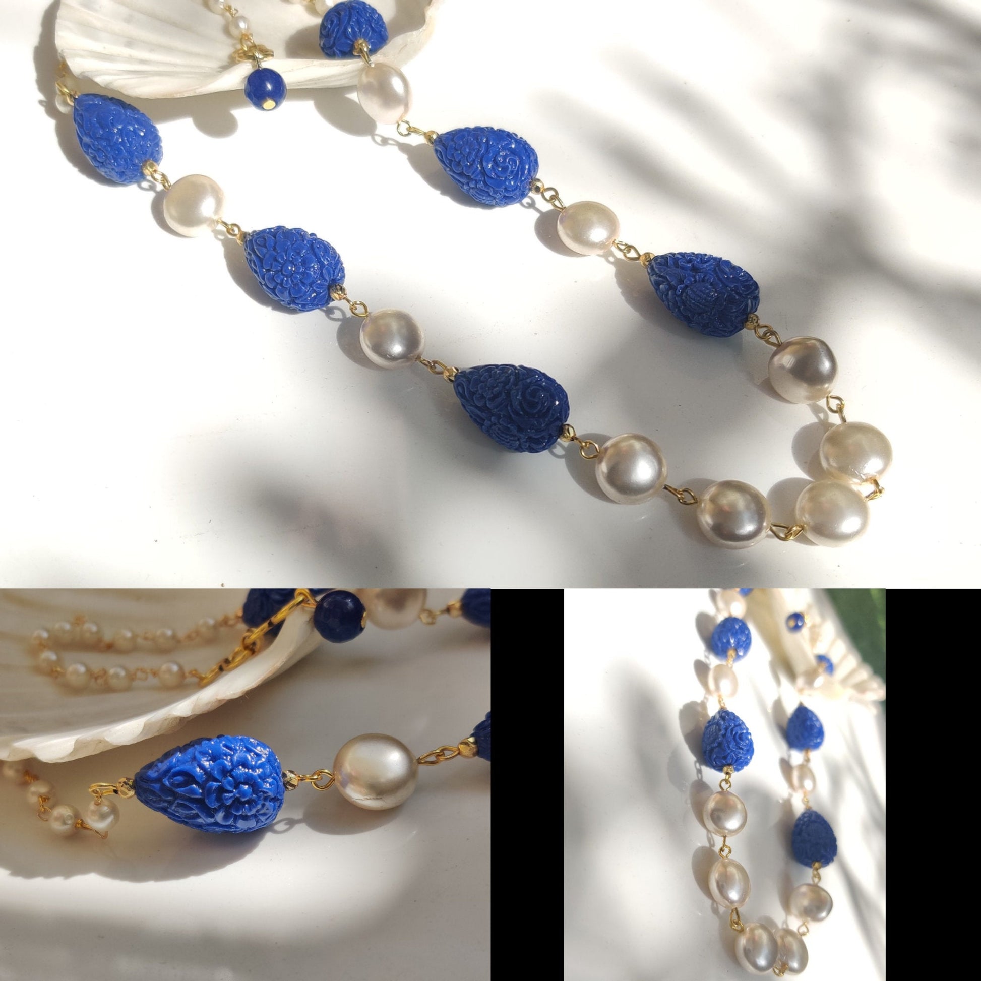 Semiprecious Neckpiece with Pearls