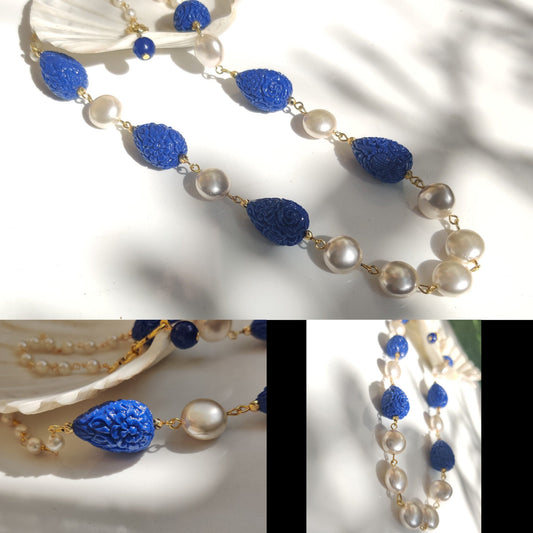 Semiprecious Neckpiece with Pearls