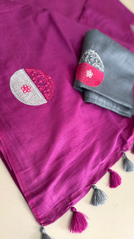 Royal Majenta n Grey Combo