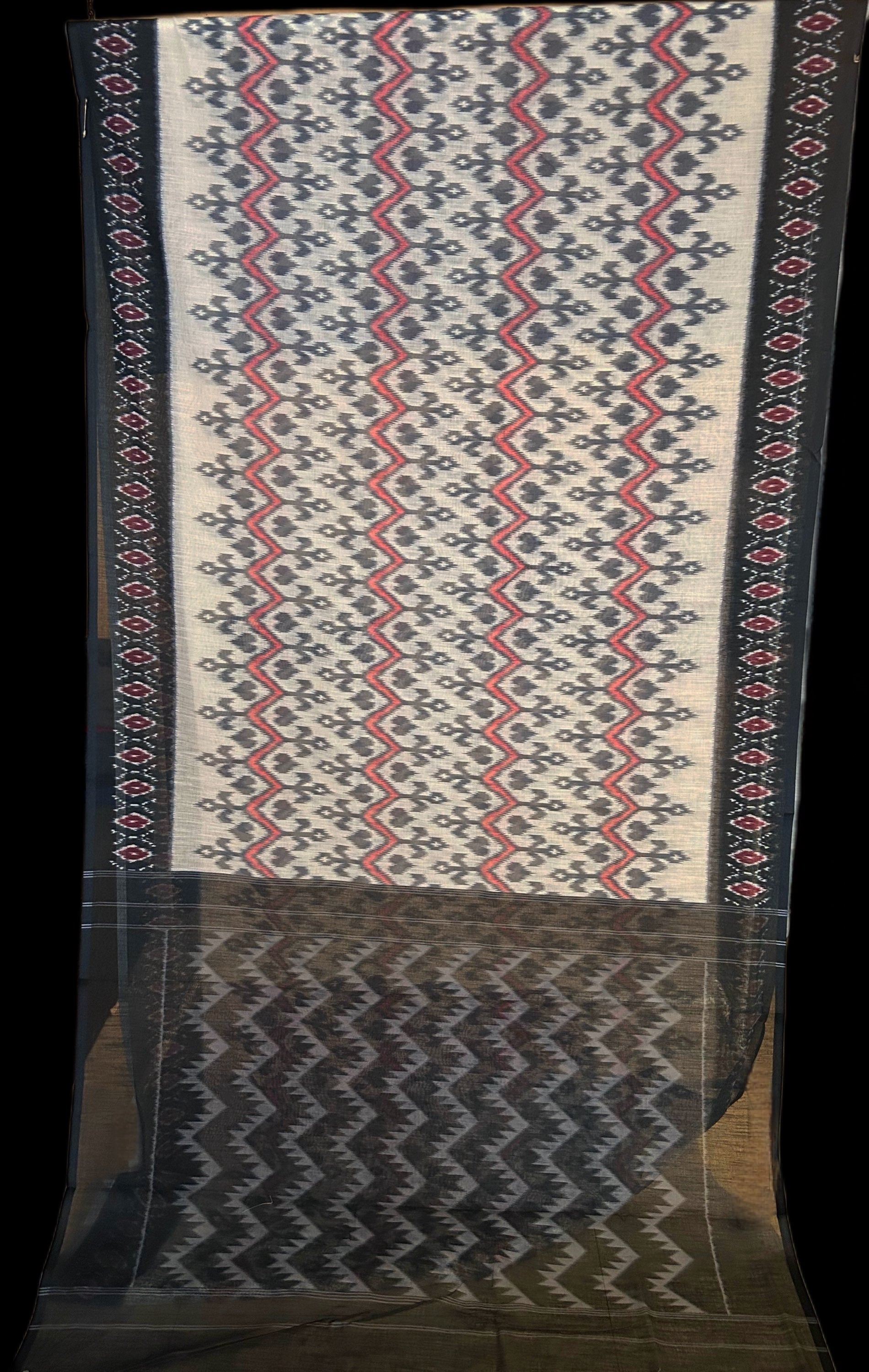 Ikat printed cotton saree