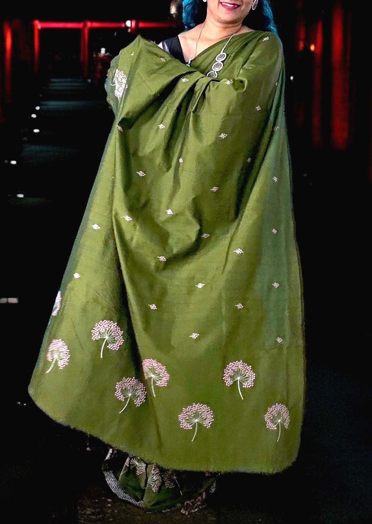 Mesmerizing Mehandi Green Saree