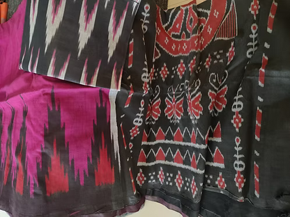Cotton Sarees with Ikat blouse