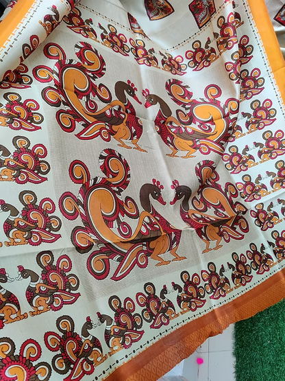 Soft silk with kalamkari print