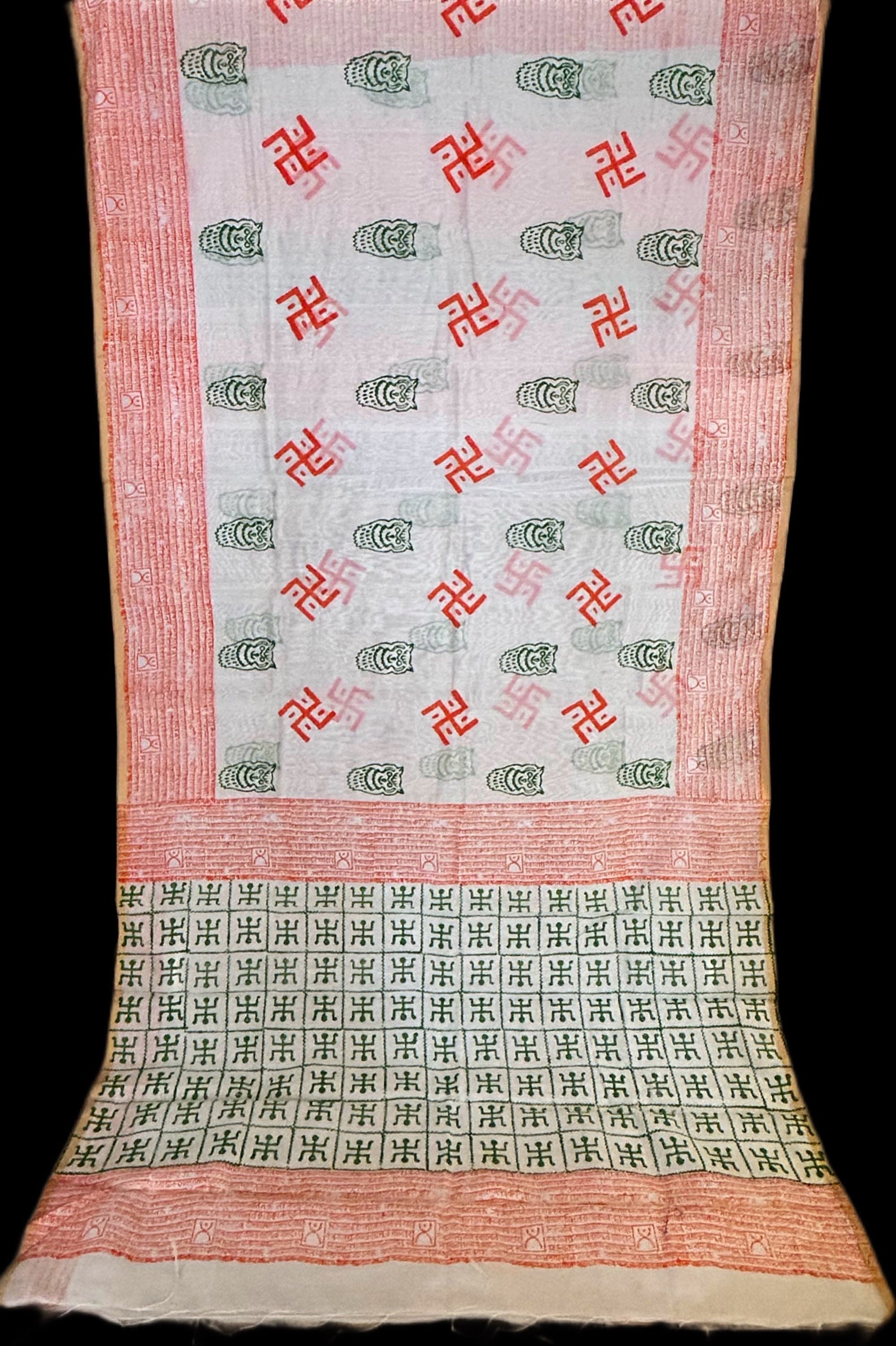 Swastik print cotton saree
