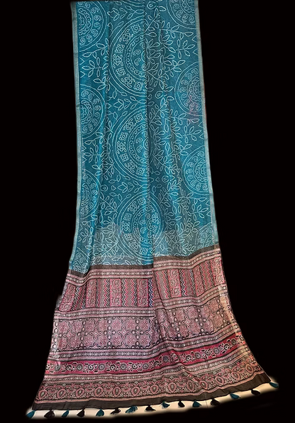 Bandini and Ajrakh combo sarees