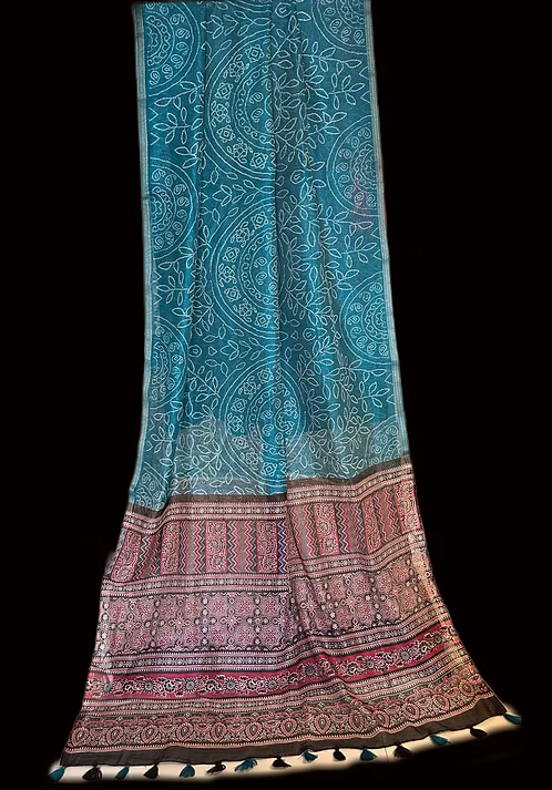 Bandini and Ajrakh combo sarees