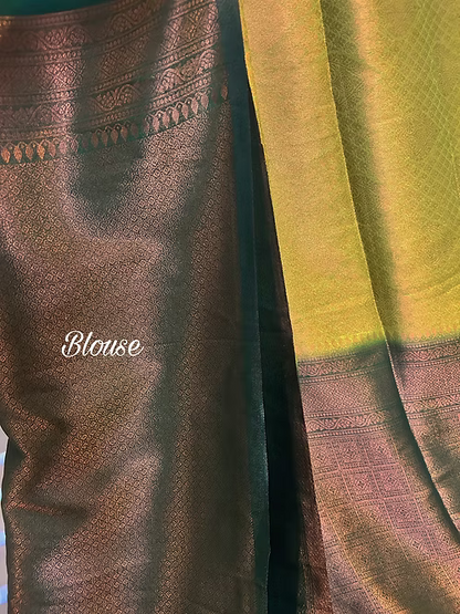Lime green soft silk saree