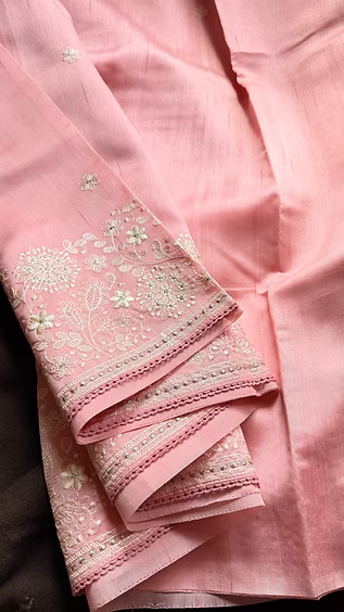 Whispering Pink Raw Silk Saree