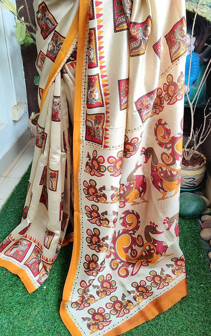 Soft silk with kalamkari print