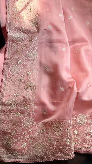 Whispering Pink Raw Silk Saree