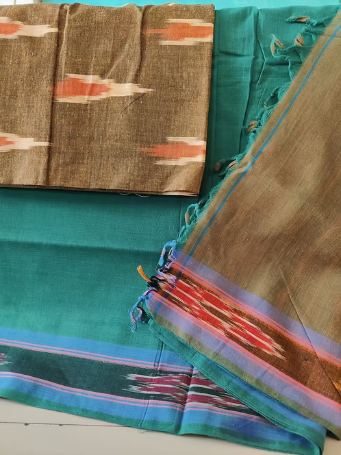 Cotton Sarees with Ikat blouse