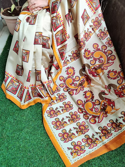 Soft silk with kalamkari print