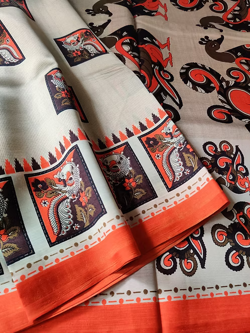 Soft silk with kalamkari print