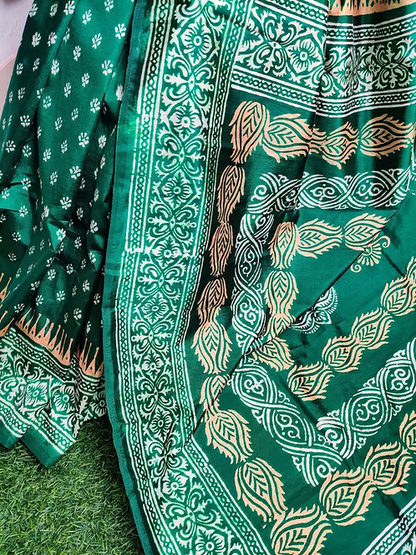 Green printed silk