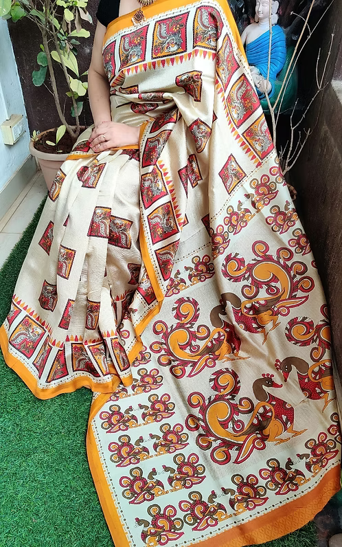 Soft silk with kalamkari print