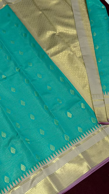 Teal n beige Korvai