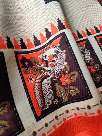 Soft silk with kalamkari print