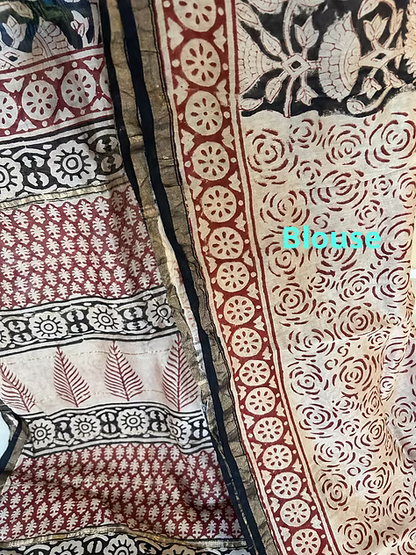 Maheshwari silk with block prints
