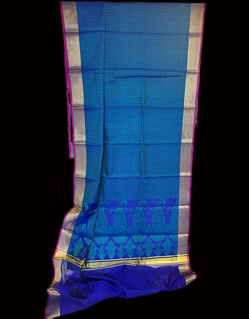 Peacock shade silk cotton saree