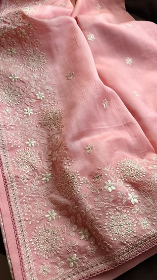Whispering Pink Raw Silk Saree
