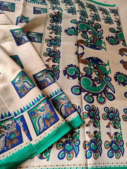 Soft silk with kalamkari print
