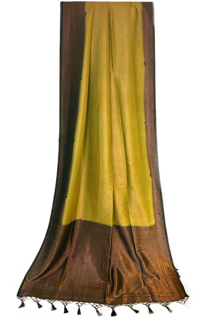 Lime green soft silk saree