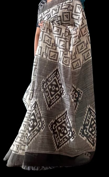 Monochrome khadi saree