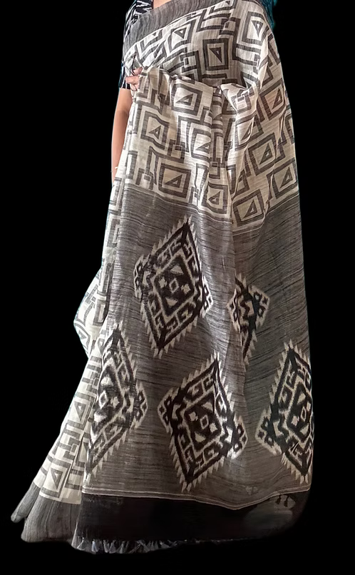Monochrome khadi saree