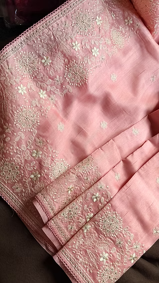Whispering Pink Raw Silk Saree