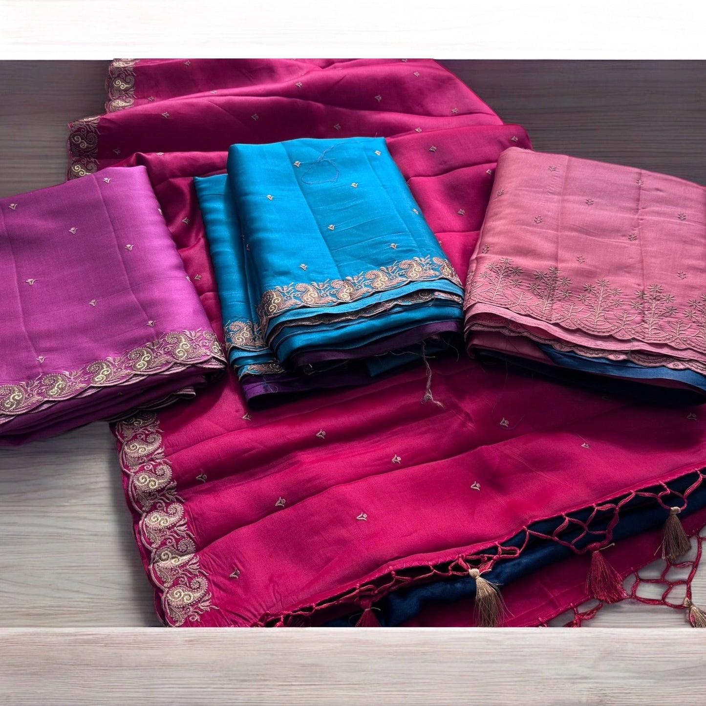 Red Raw silk embroidery saree