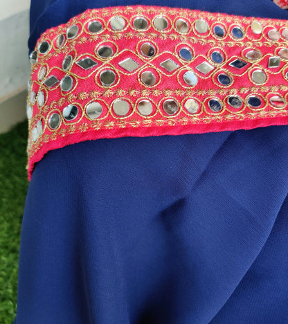 Georgette with Mirror work saree