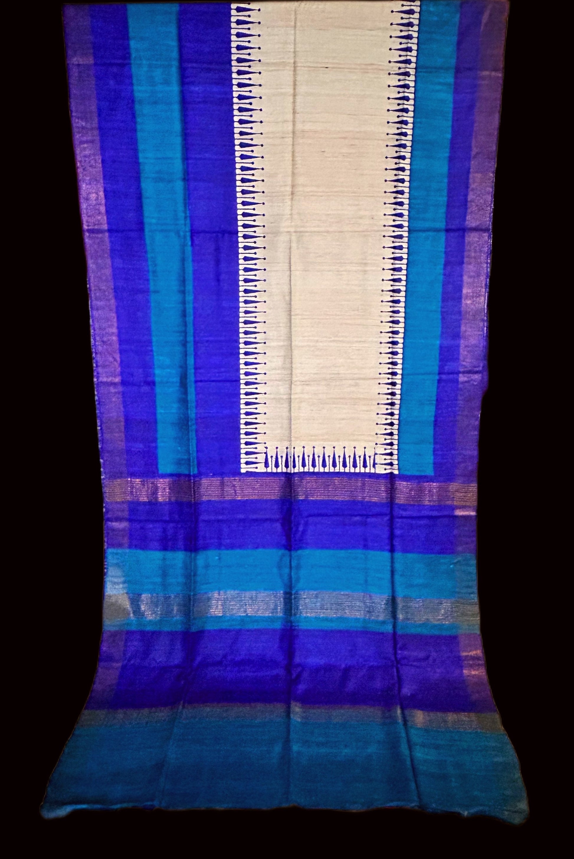 Gorgeous Tussar ghicha saree with block prints
