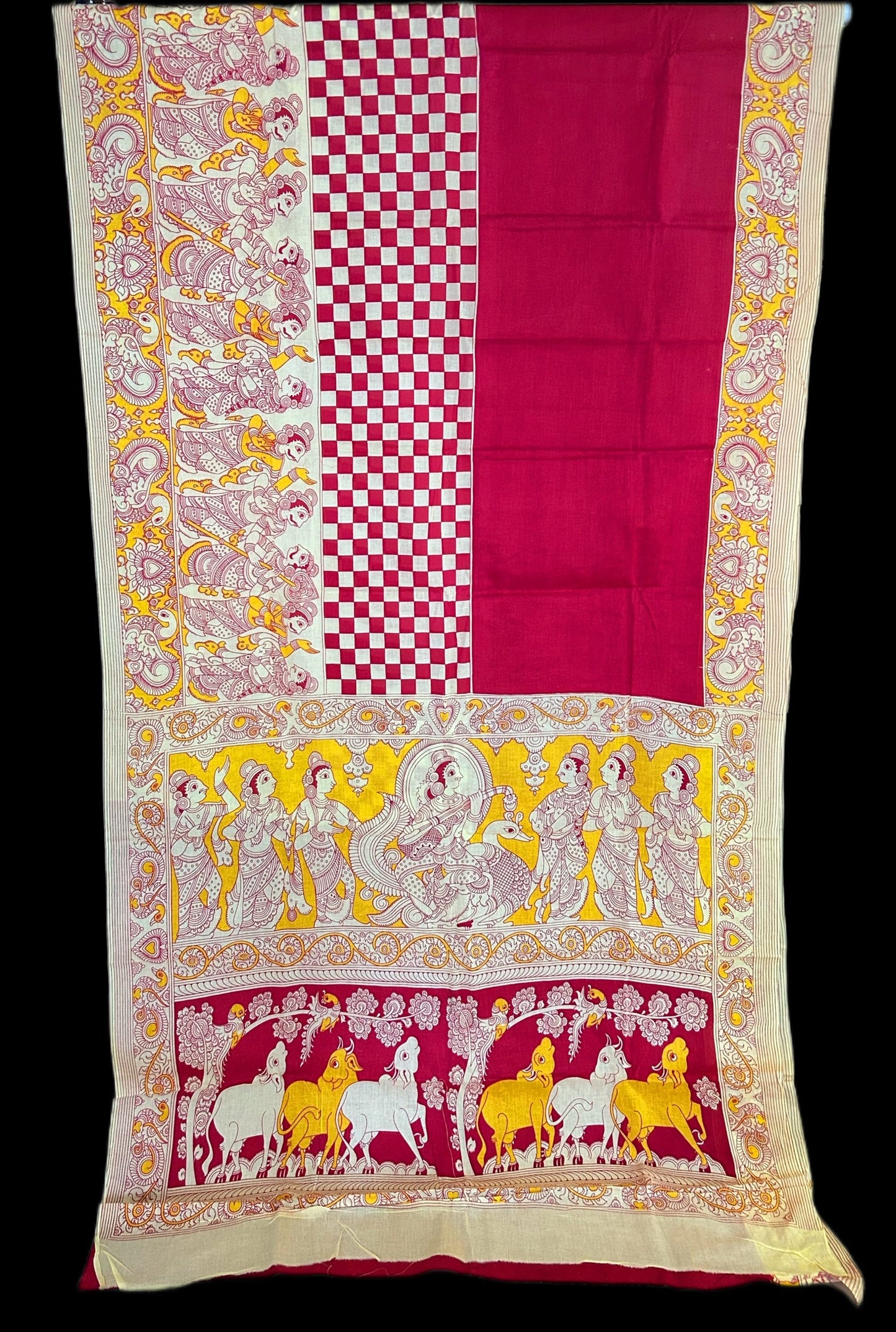 Beautiful Red kalamkari cotton saree