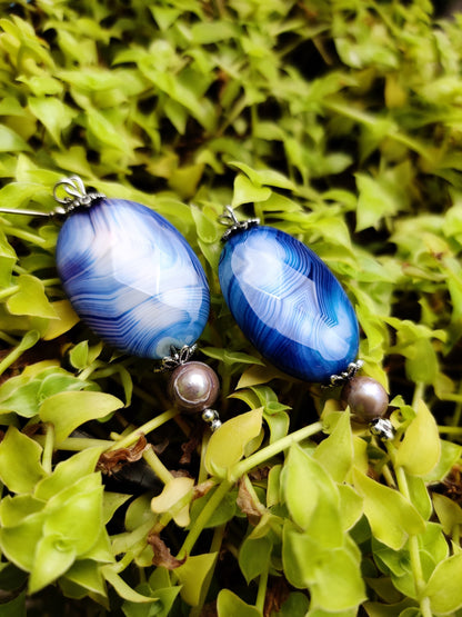 Agate semiprecious earring