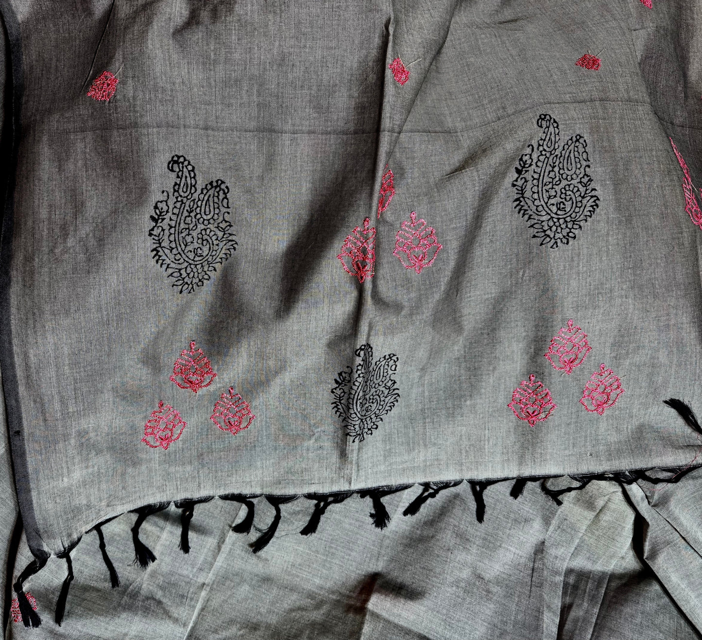 Gorgeous Grey Block Print Saree