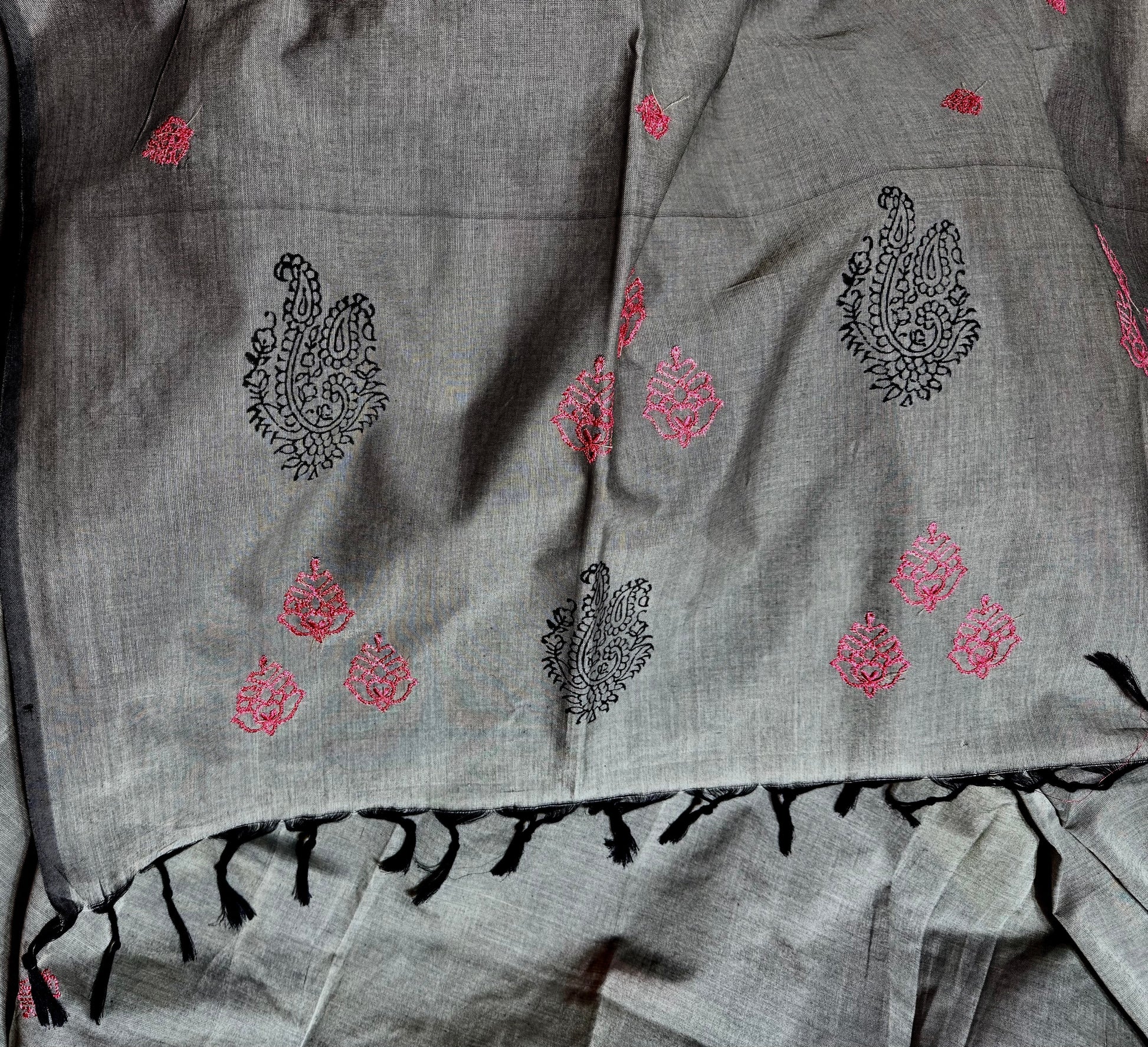 Gorgeous Grey Block Print Saree