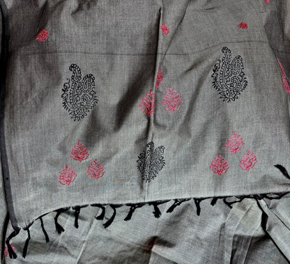 Gorgeous Grey Block Print Saree