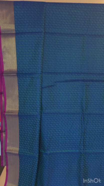 Peacock shade silk cotton saree
